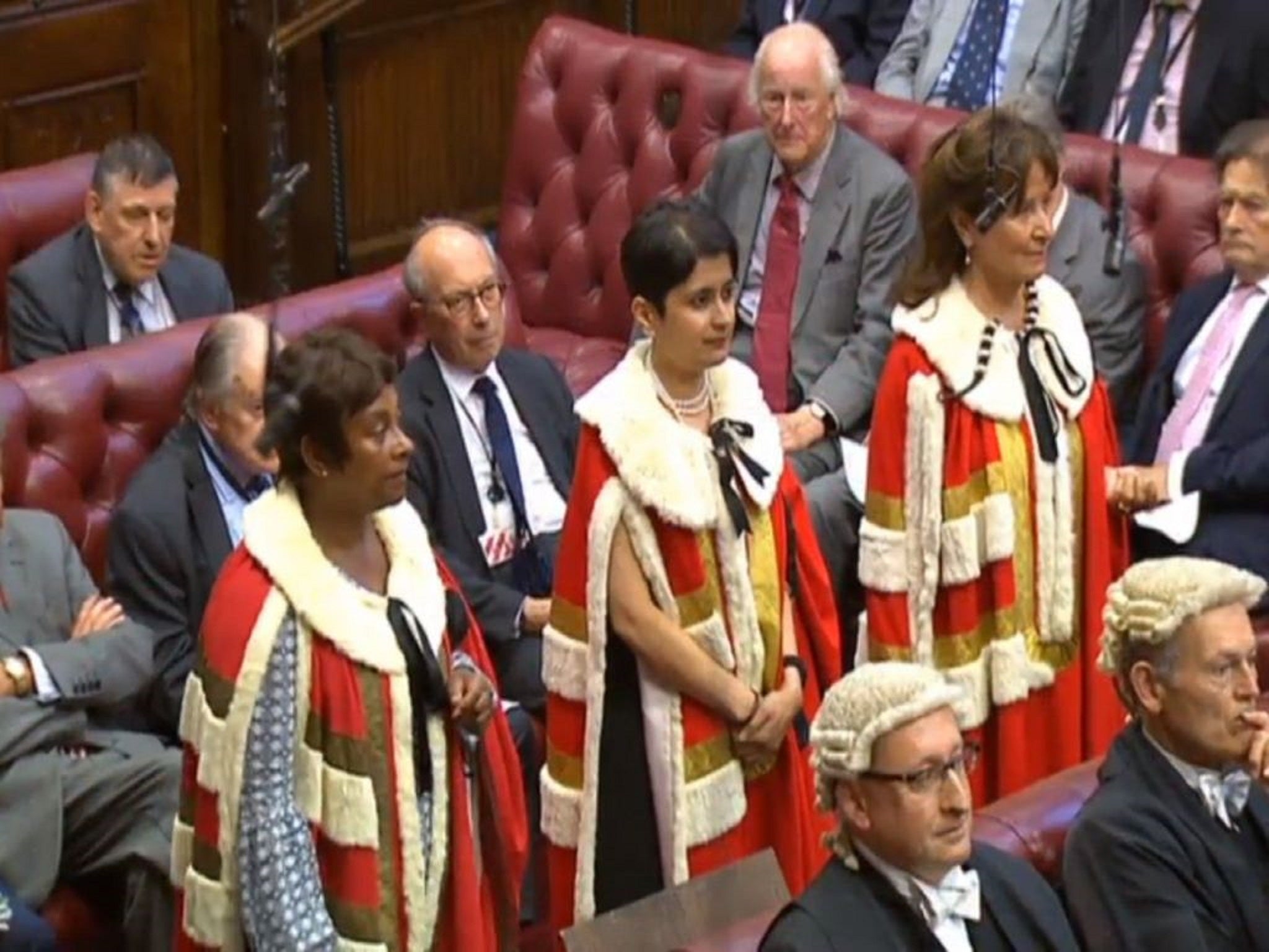 Shami Chakrabarti receiving her peerage in September 2016 in the House of Lords parliamentlive/screengrab