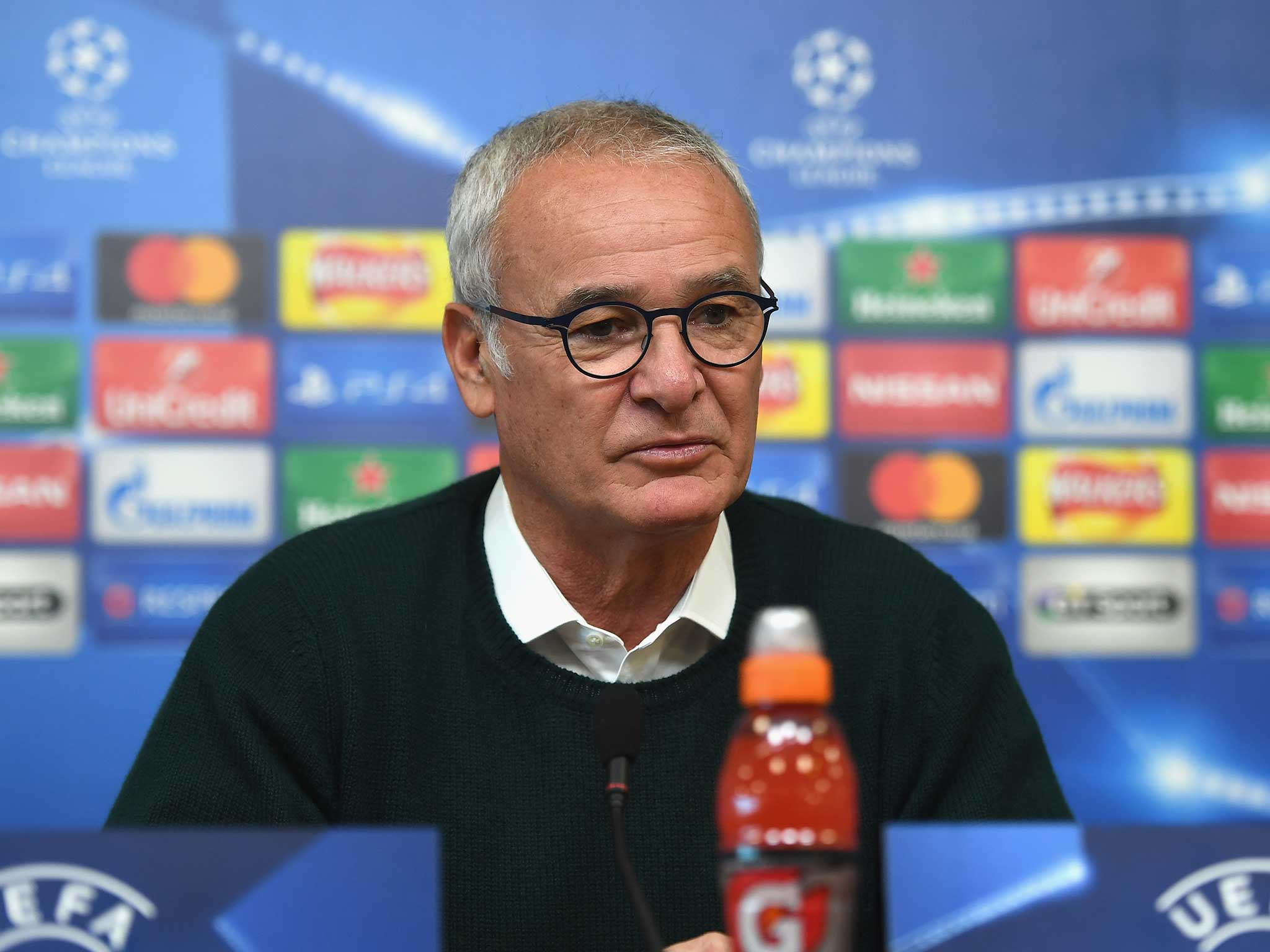 Claudio Ranieri speaks to the media ahead of the Champions League meeting with Copenhagen