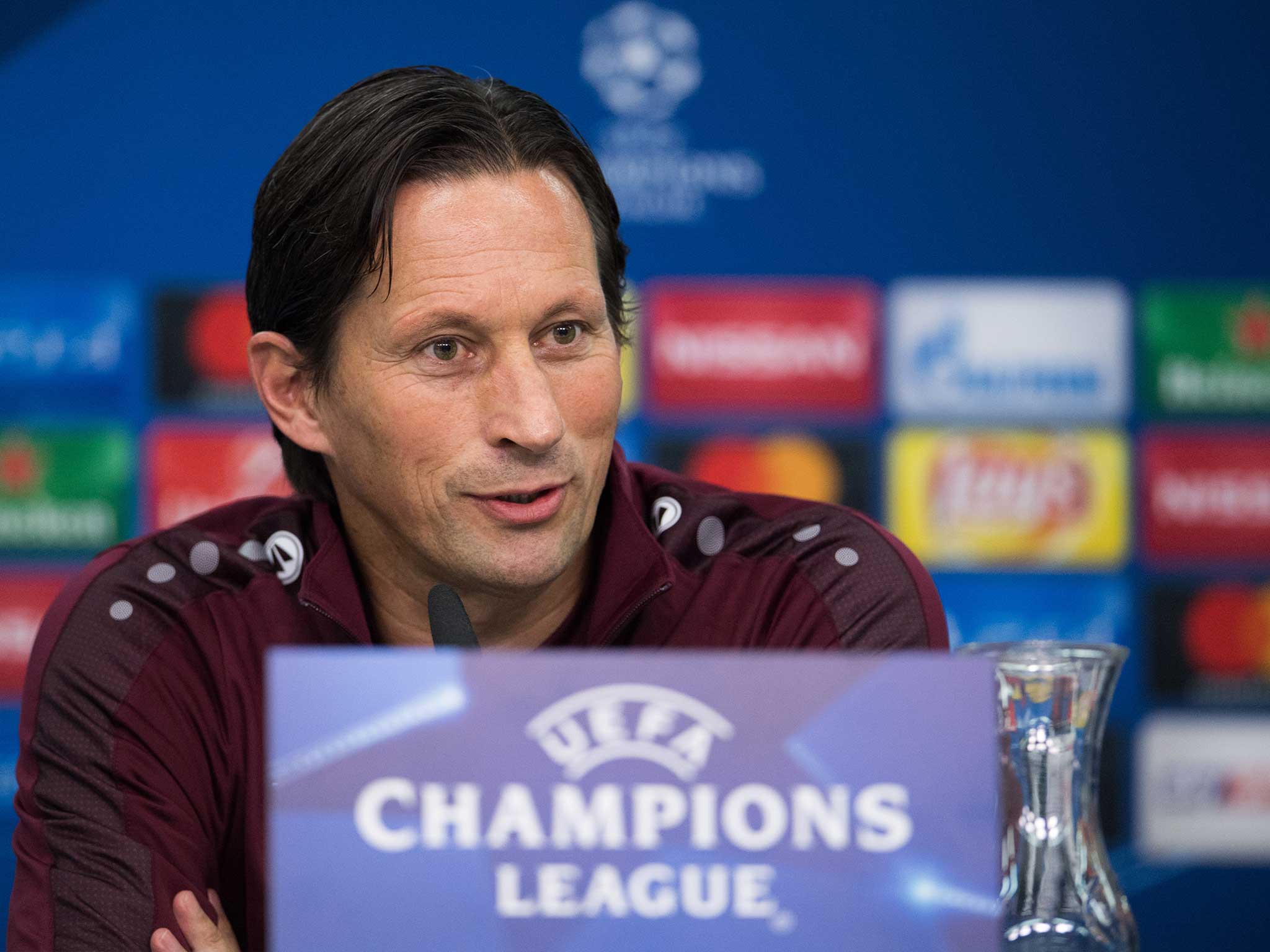 Roger Schmidt speaks to the media ahead of the clash with Tottenham