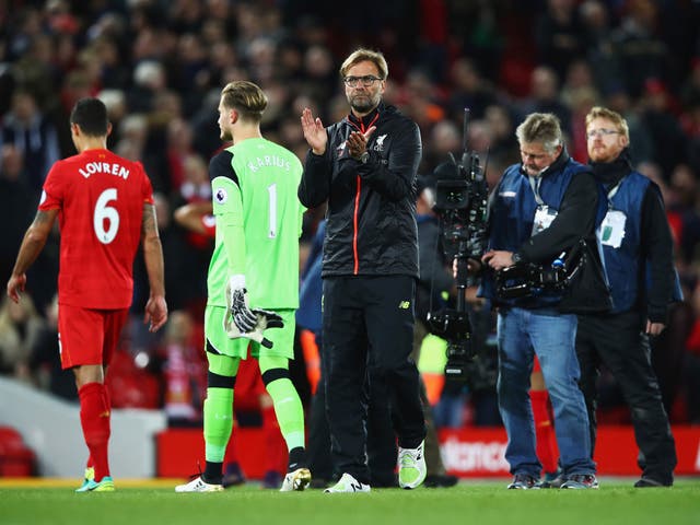 Klopp applauds the fans following a relatively underwhelming 90 minutes of football