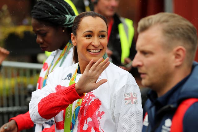 Jessica Ennis-Hill waves to fans during the Manchester Olympic parade after announcing her retirement