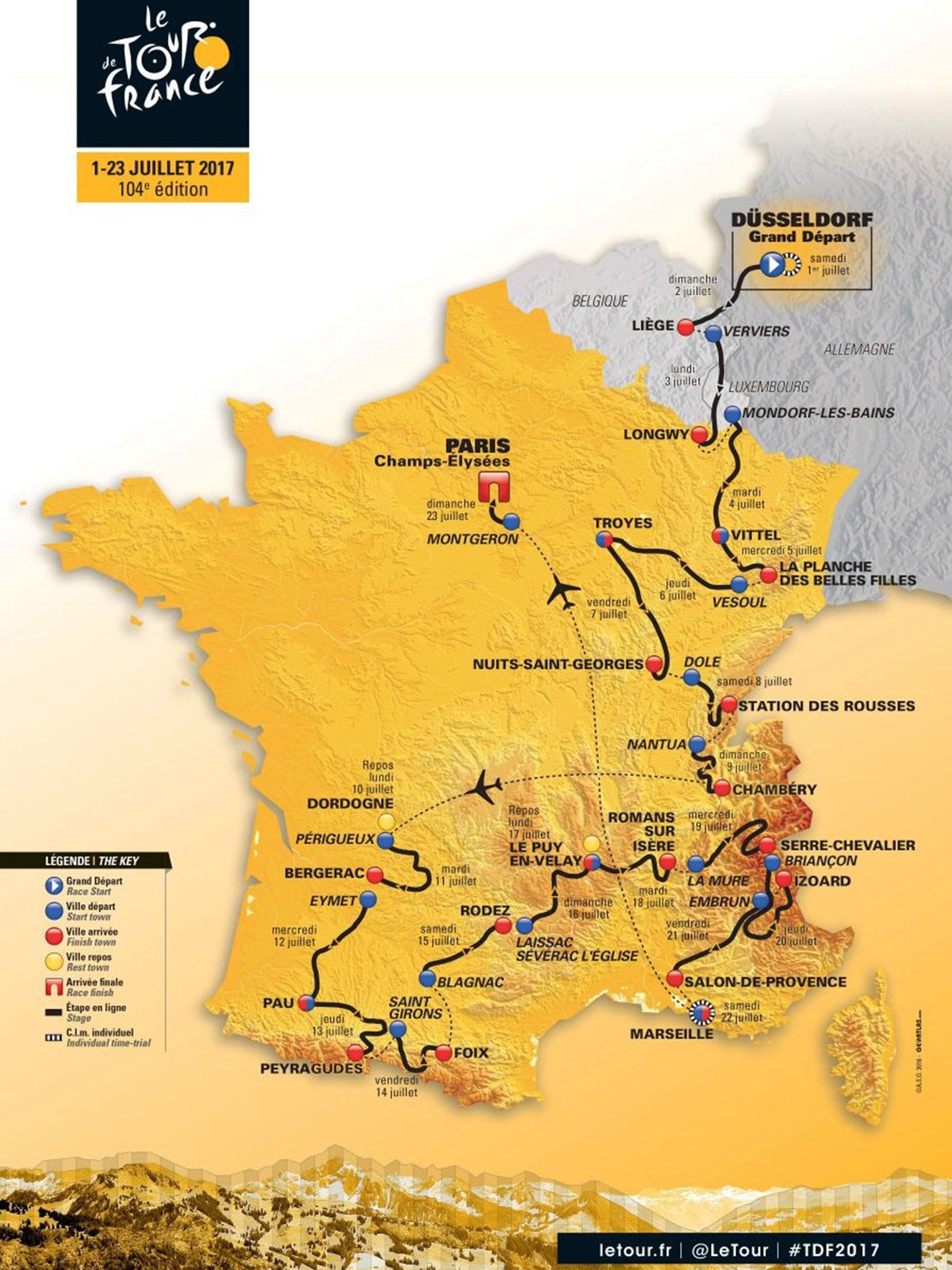 The 2017 Tour de France route