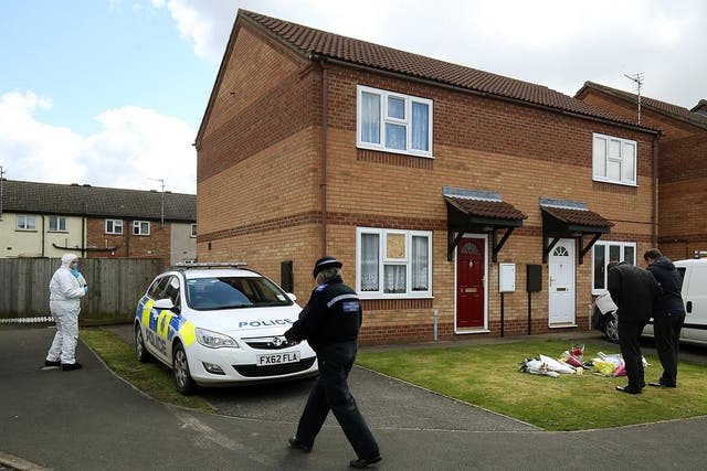 File photo of the scene outside a house in Spalding, Lincolnshire, where the bodies of 49-year-old Elizabeth Edwards and 13-year-old Katie were found