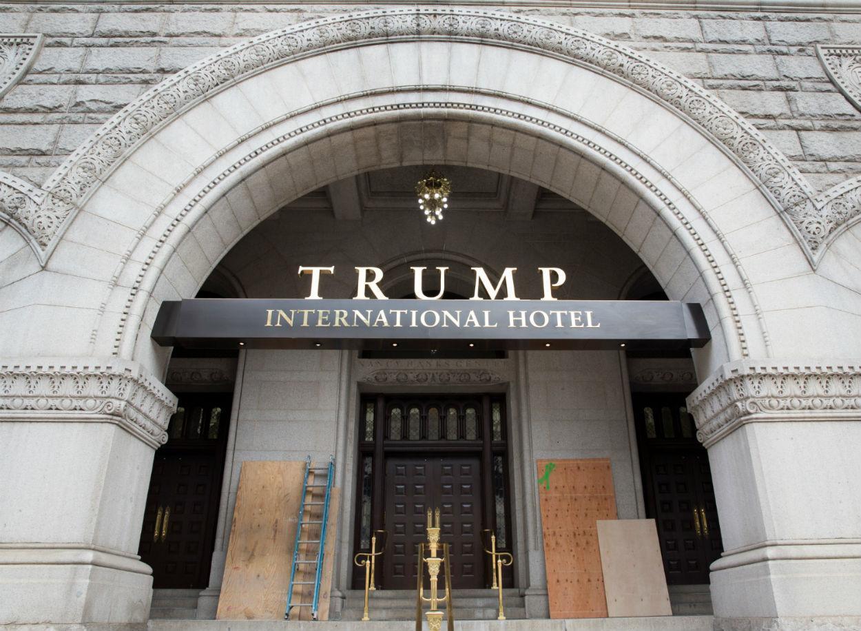 An entrance to the Trump Hotel in Washington DC