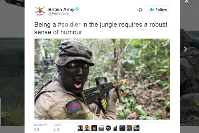 The tweet was posted from the British Army's official account but swiftly deleted following criticism