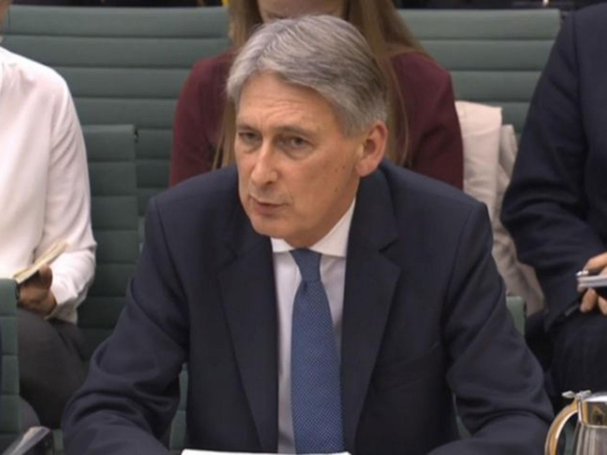 Philip Hammond answers questions in front of the Treasury Select Committee at the House of Commons, London on the subject of the work of the Chancellor of the Exchequer