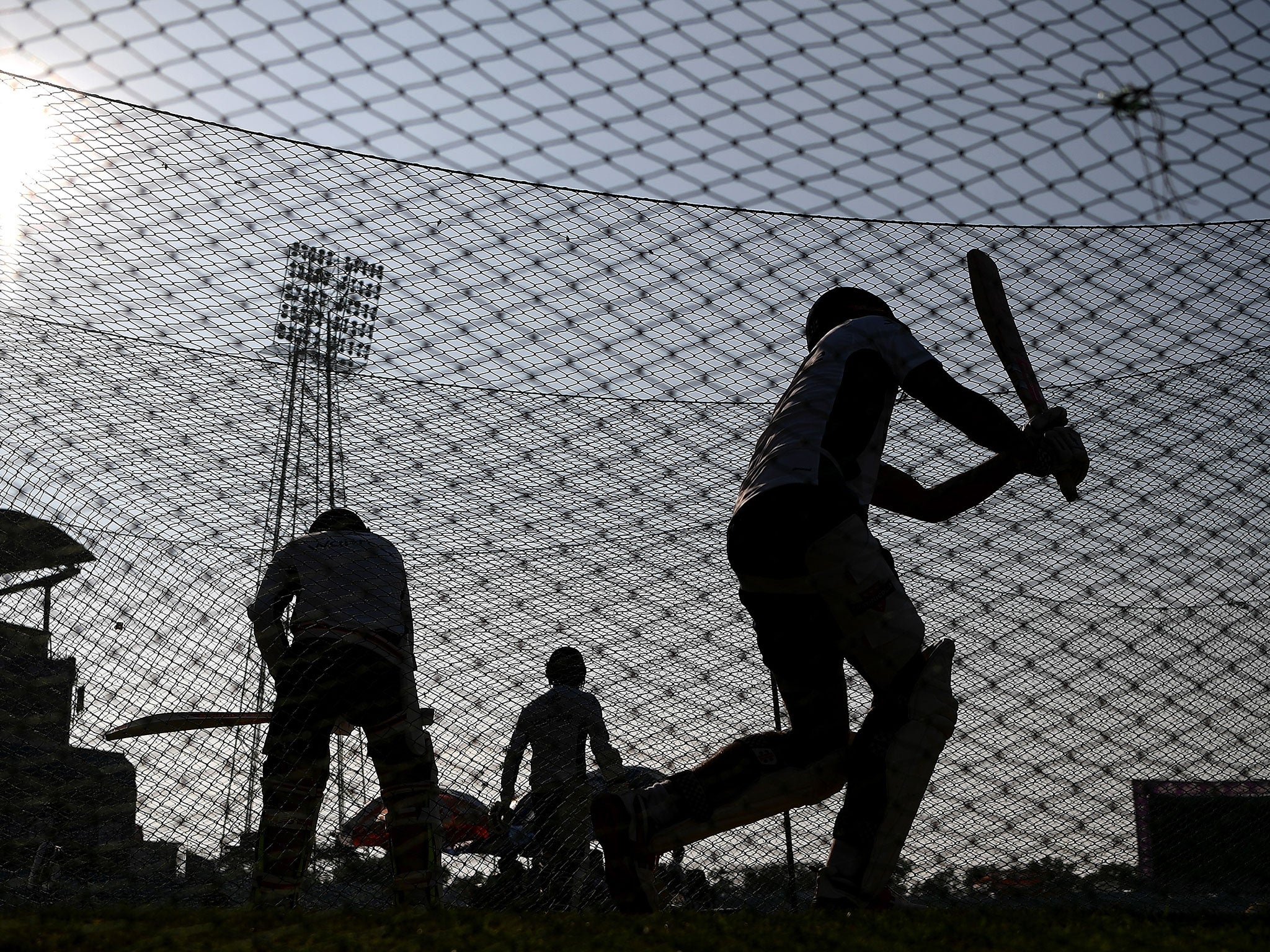 Alastair Cook bats in the nets ahead of the first Test against Bangladesh