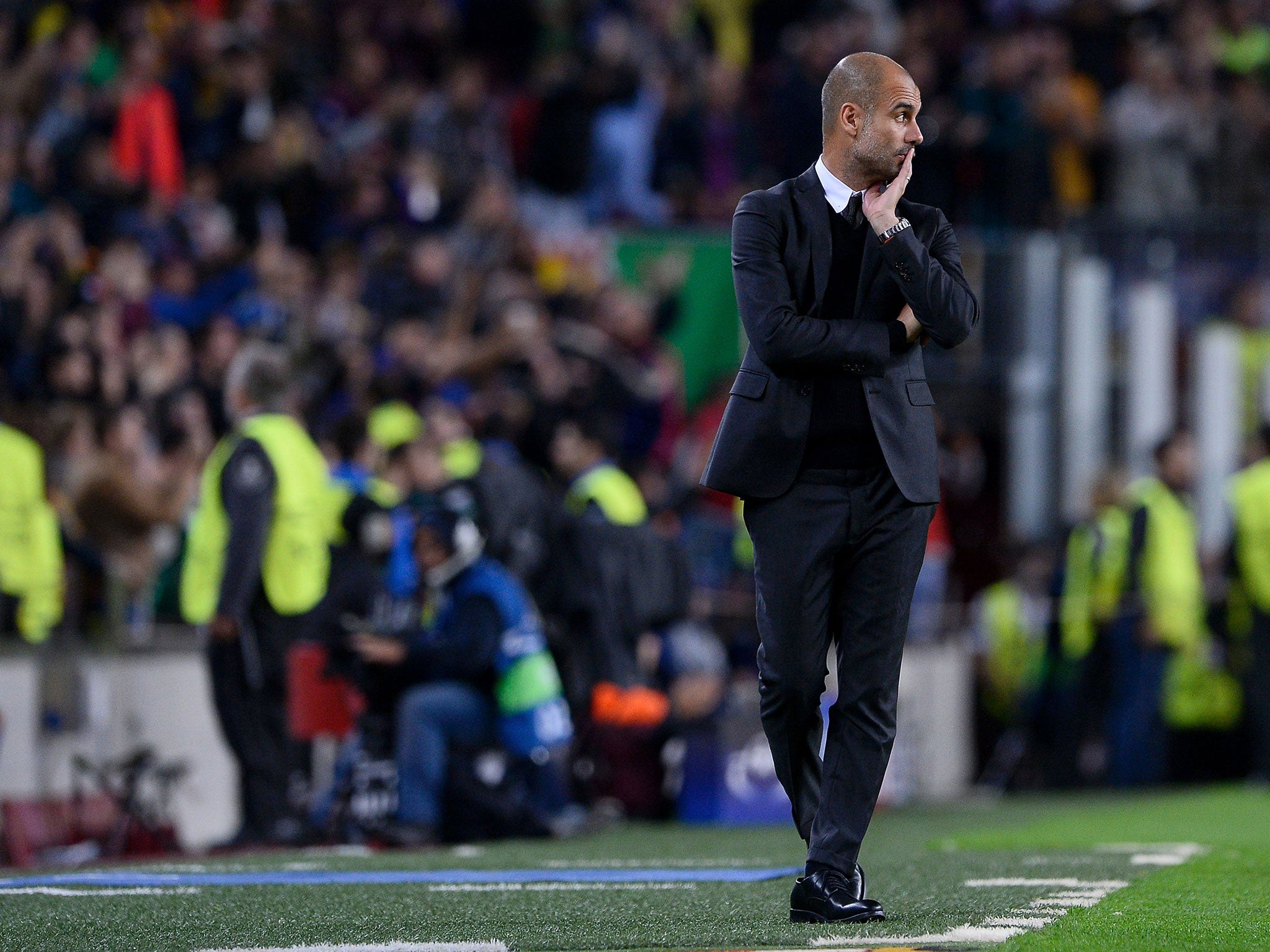 Guardiola could only watch on helplessly from the sidelines as his team struggled to impress at the Nou Camp