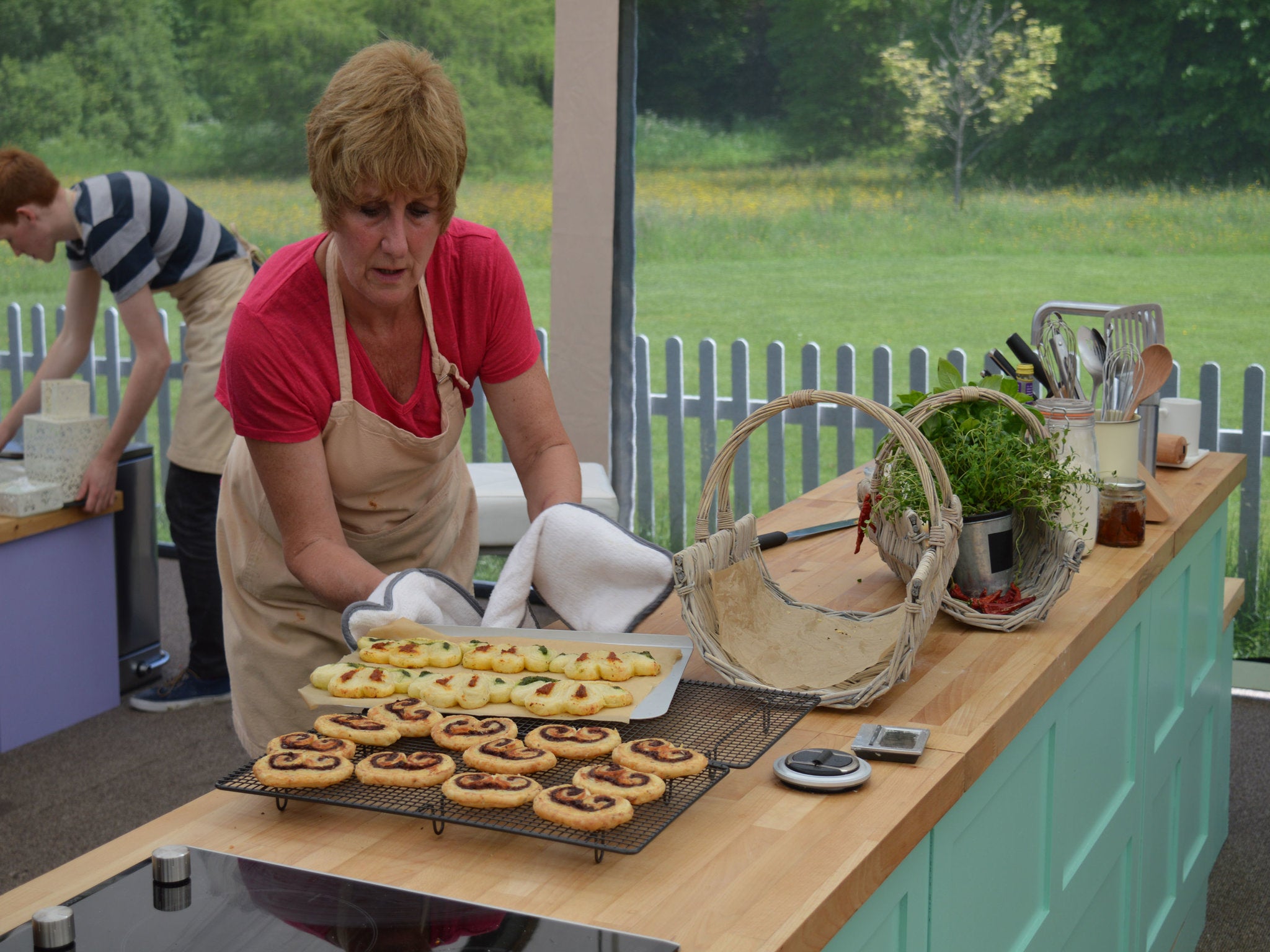 Jane works on her palmiers in the signature challenge