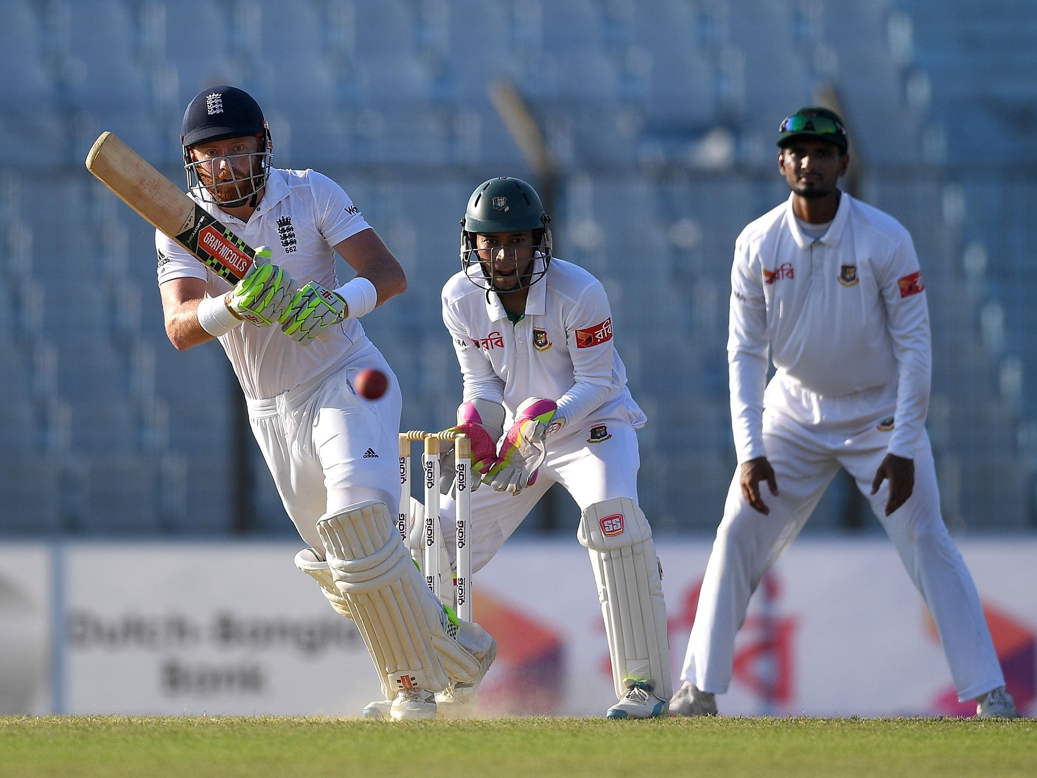 Jonny Bairstow in action during the opening day of the first Test