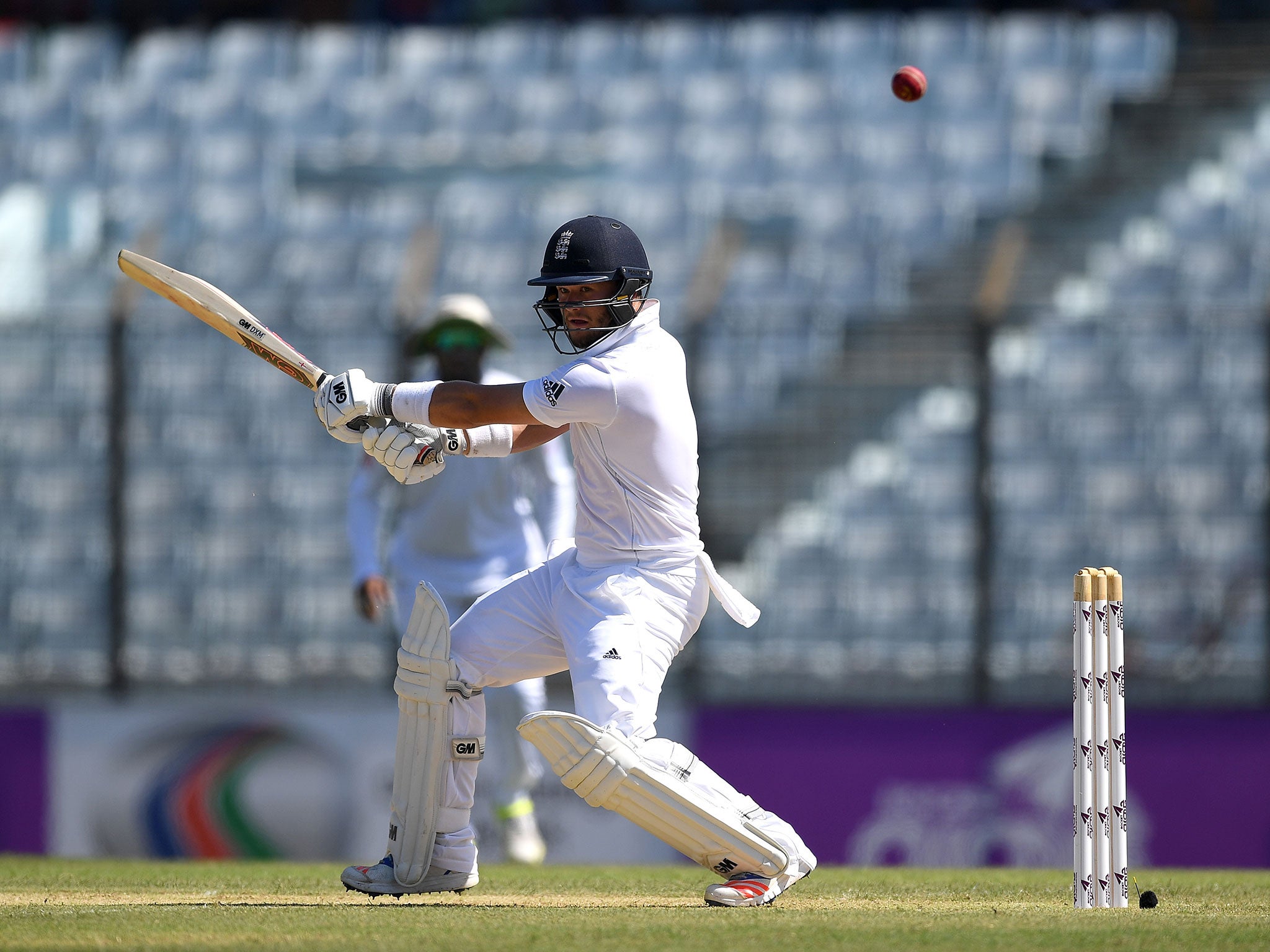 Ben Duckett of England bats during the first Test match between Bangladesh and England at Zohur Ahmed Chowdhury Stadium