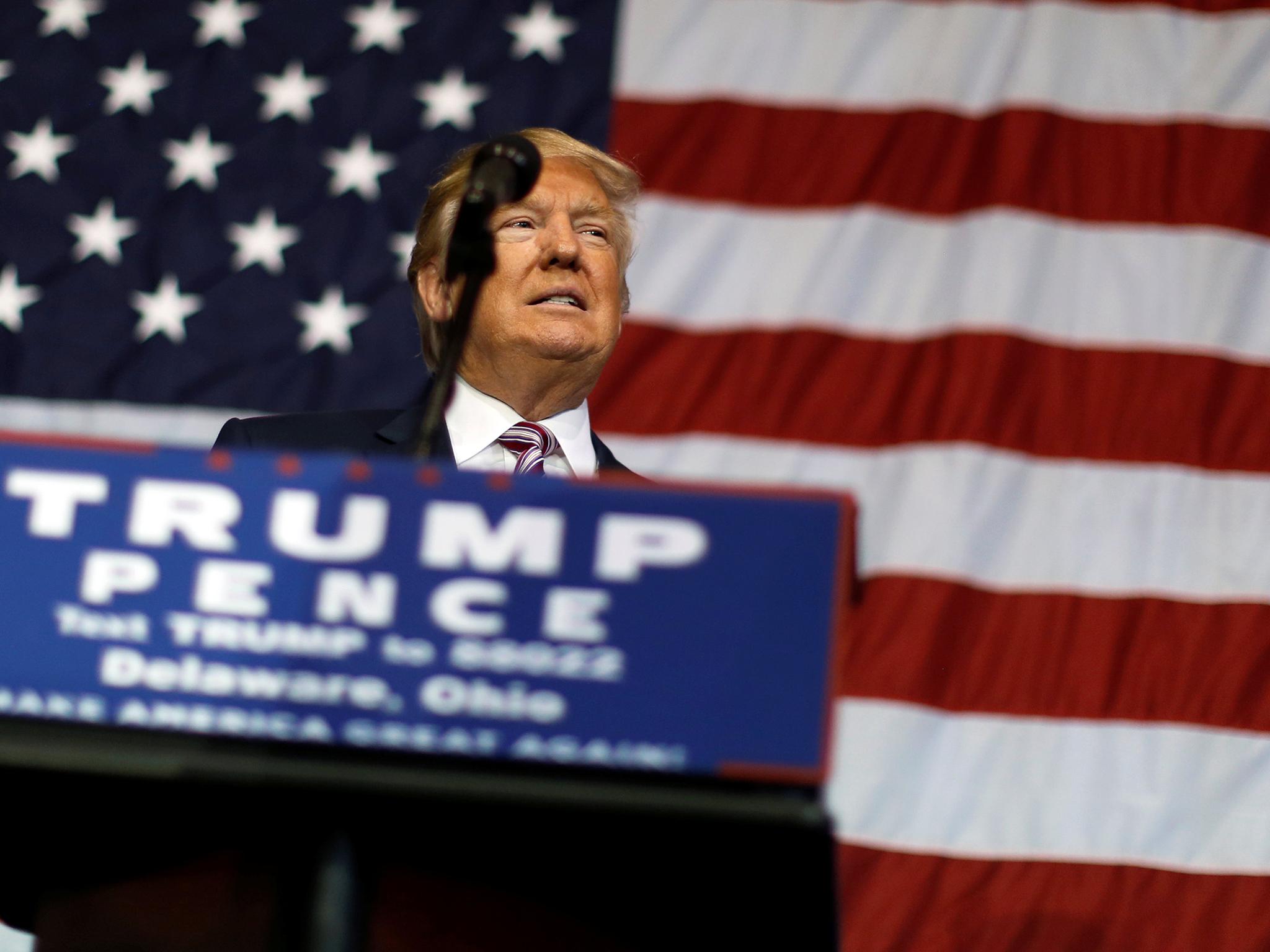 U.S. Republican presidential nominee Donald Trump holds a campaign rally in Delaware, Ohio,