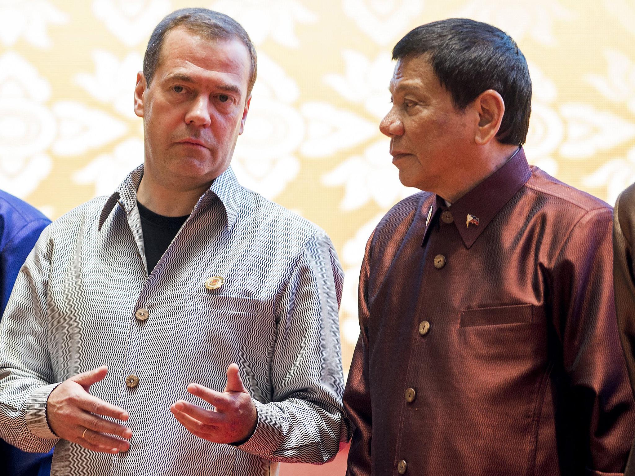 Russian prime minister Dmitry Medvedev reportedly 'got on well' with Philippine president Rodrigo Duterte during the former's recent visit to Laos