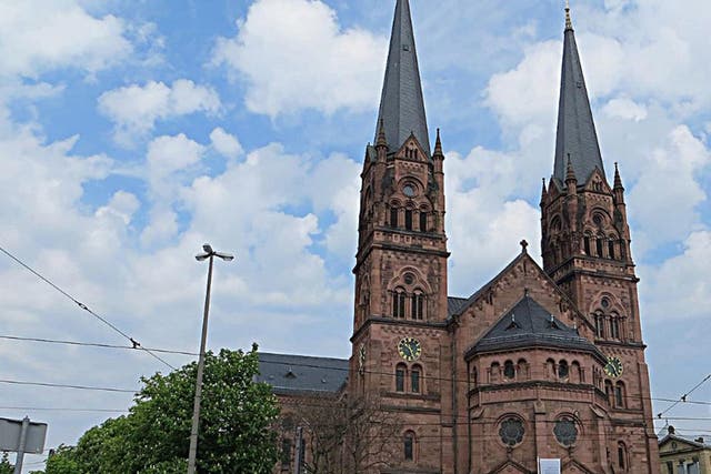 The man was insulted and punched after urinating near the Johannes Church in Freiburg