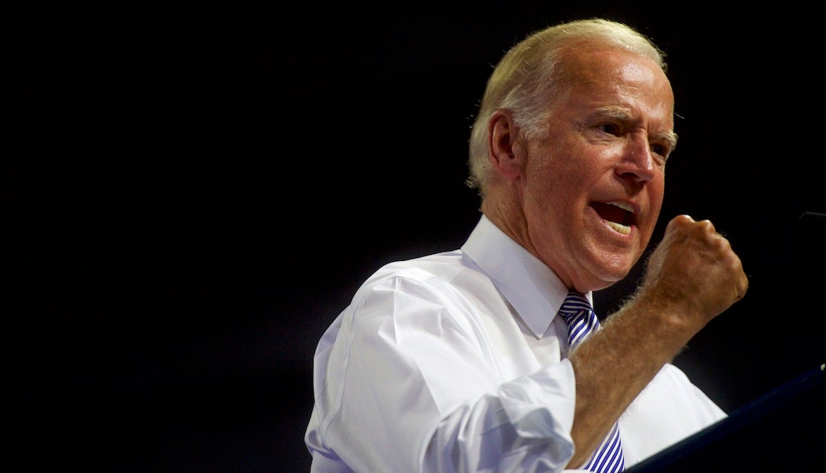 Vice President Joe Biden speaks at a rally with Democratic Presidential nominee Hillary Clinton at Riverfront Sports athletic facility on August 15, 2016 in Scranton, Pennsylvania.