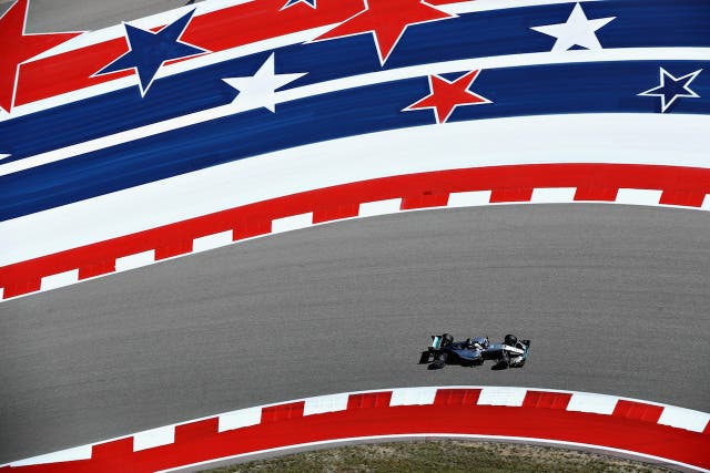 Lewis Hamilton in action at the Circuit of the Americas 