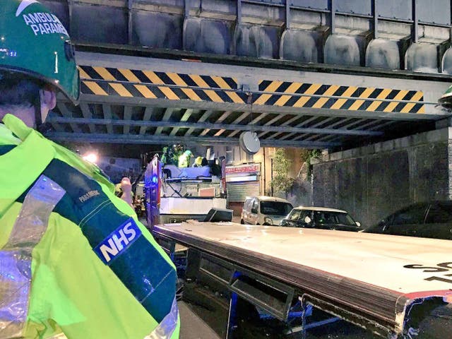 The roof of the double-decker bus was ripped off entirely