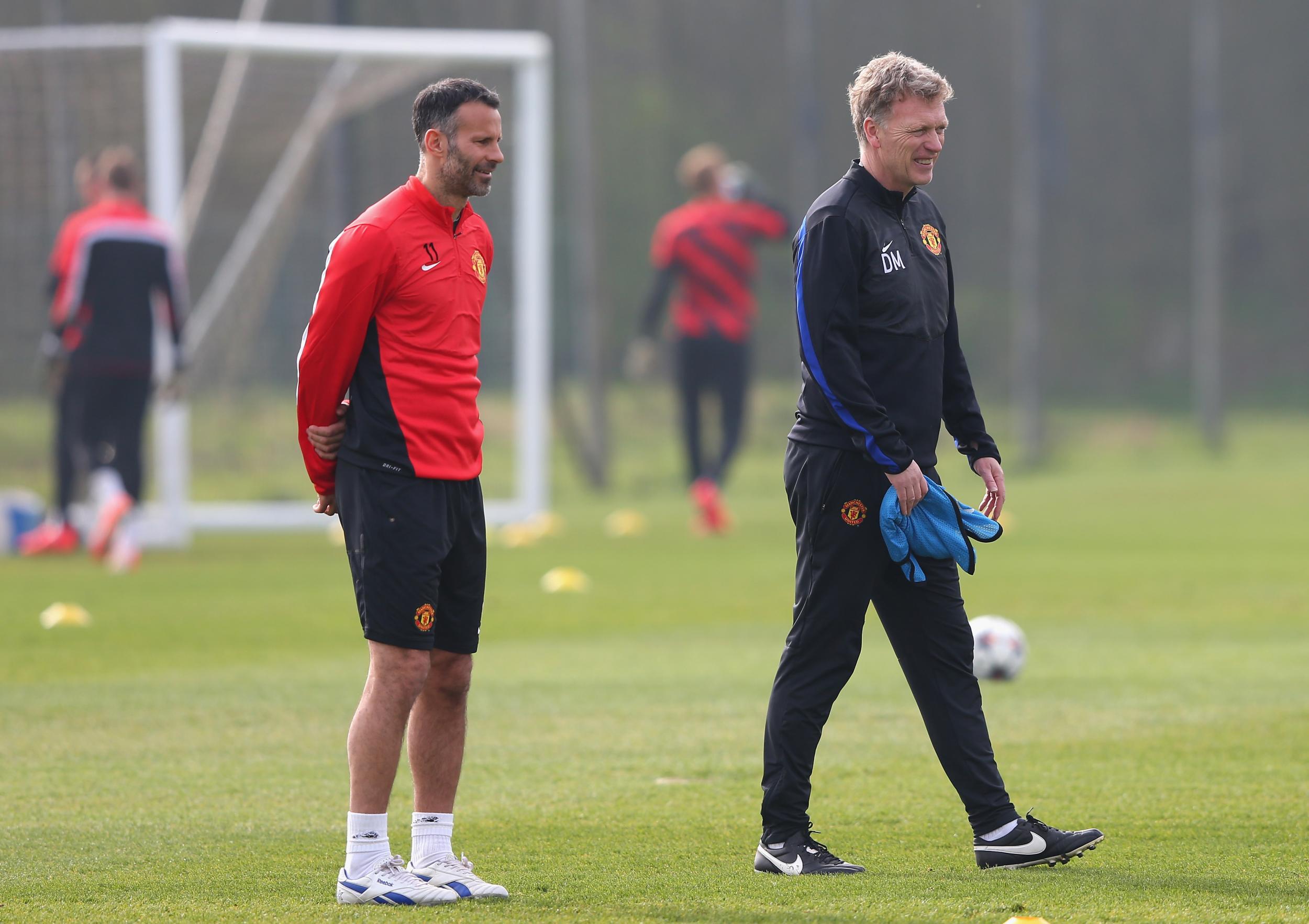 Ryan Giggs and David Moyes together during the 2013/14 season