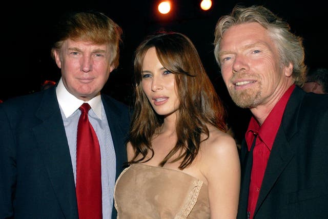 Donald and Melania Trump with Richard Branson in 2002