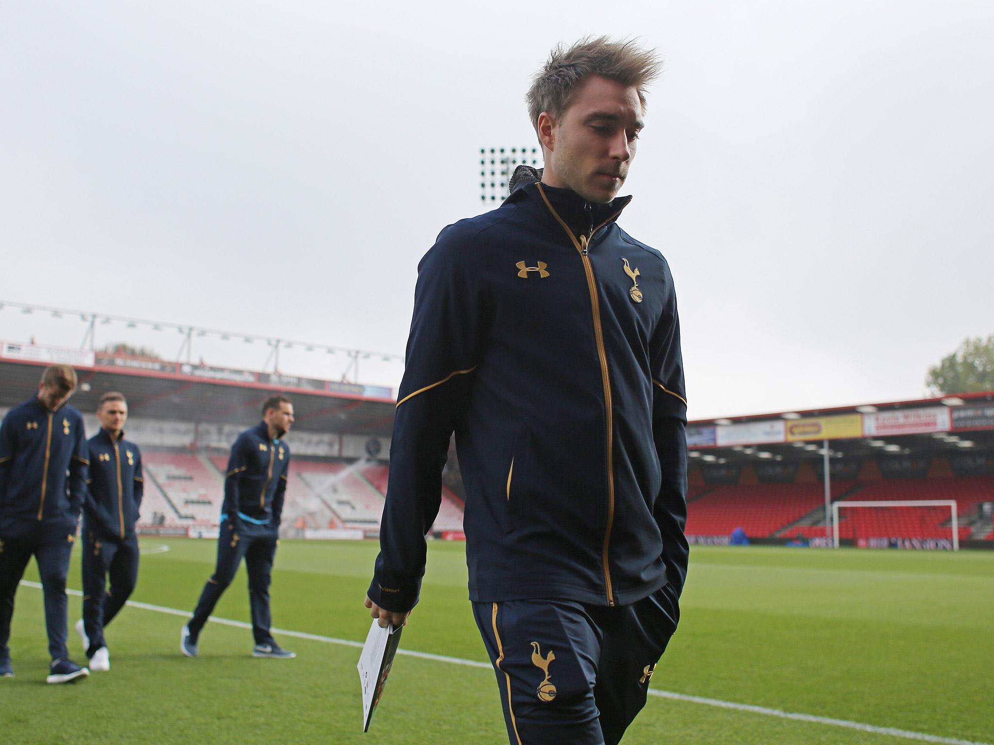 Christian Eriksen walks off the Vitality Stadium pitch