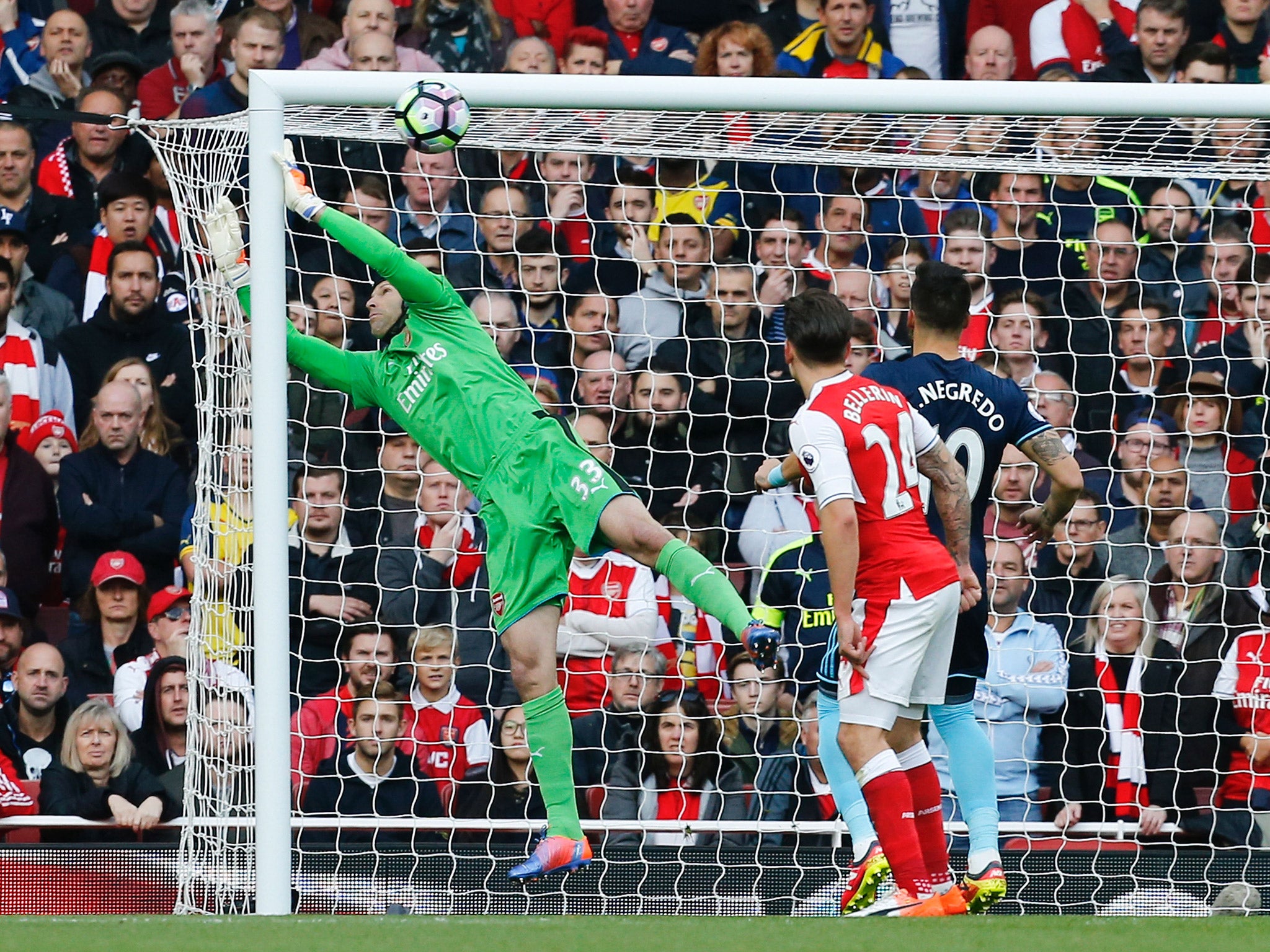 Petr Cech saves from Alvaro Negredo to keep Middlesbrough at bay