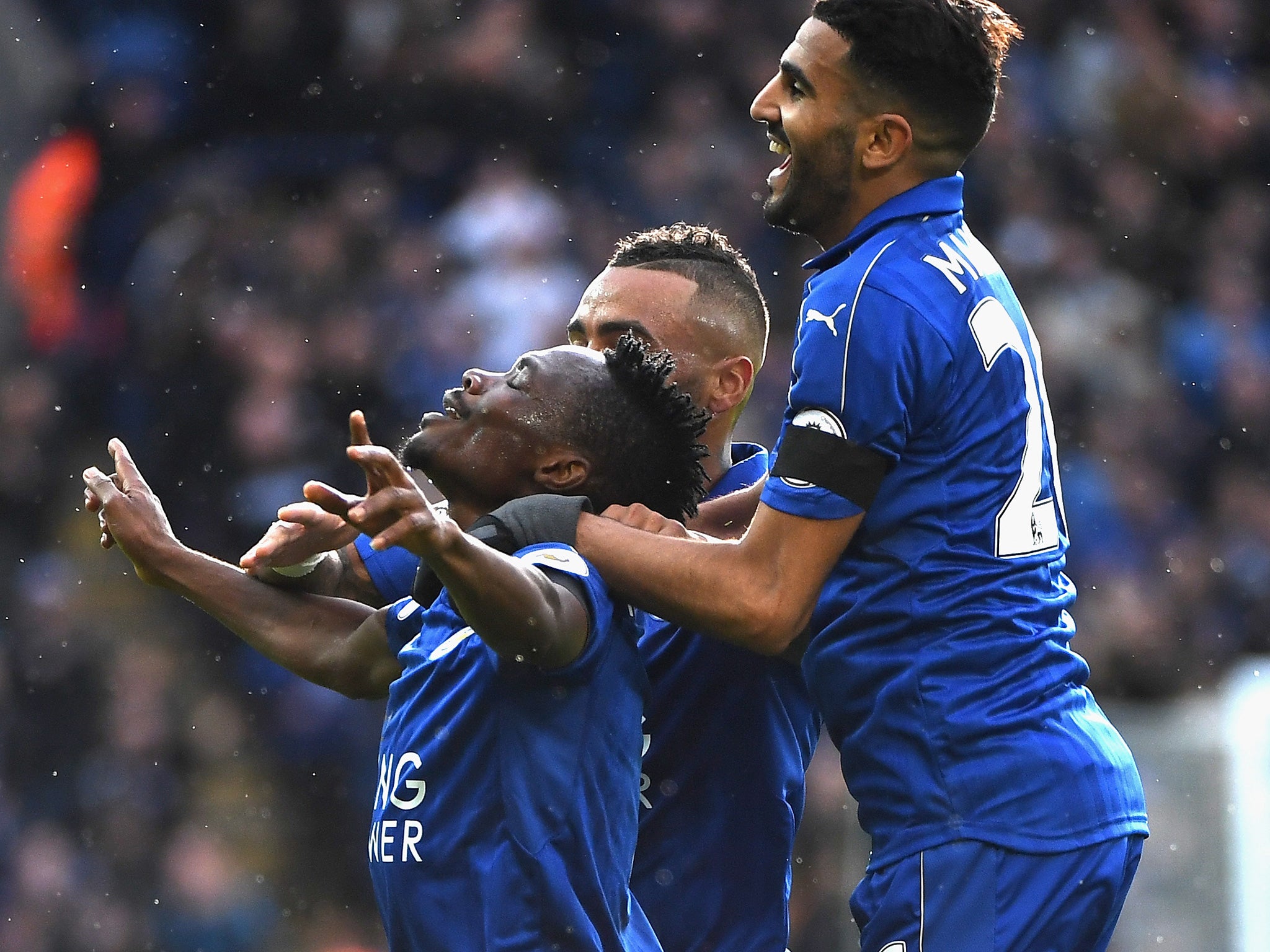 Musa celebrates his first goal in Leicester colours
