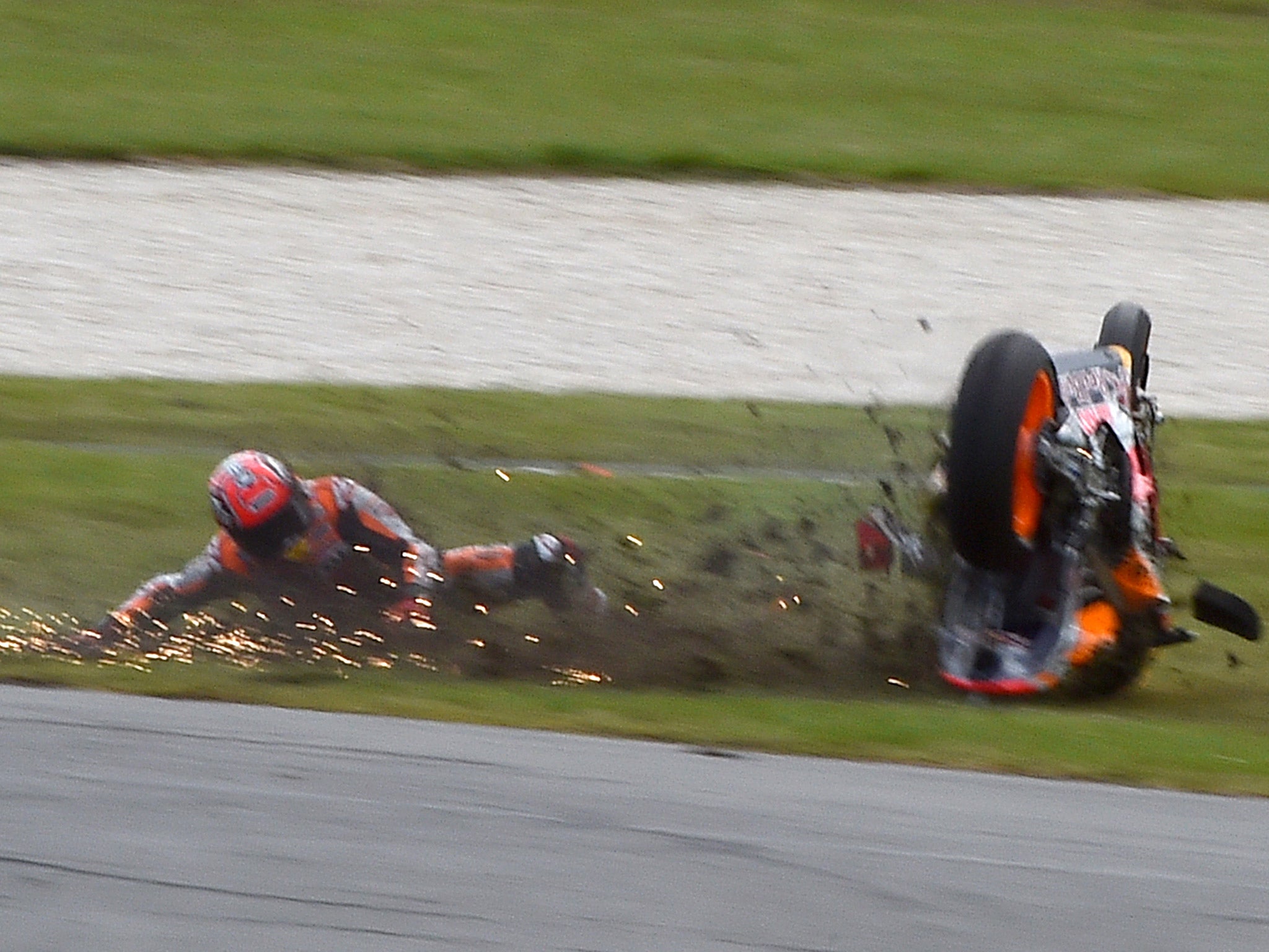 Marc Marquez crashed out of the race while leading