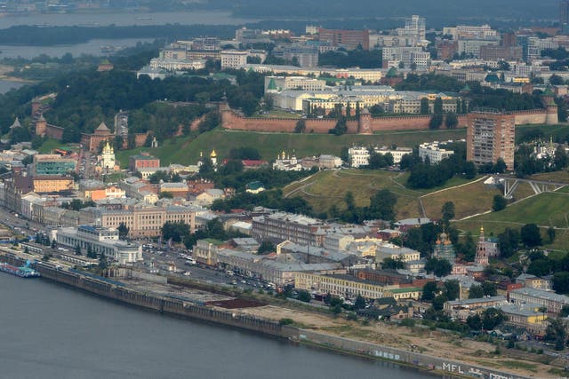 An aerial view of the city of Nizhny Novgorod