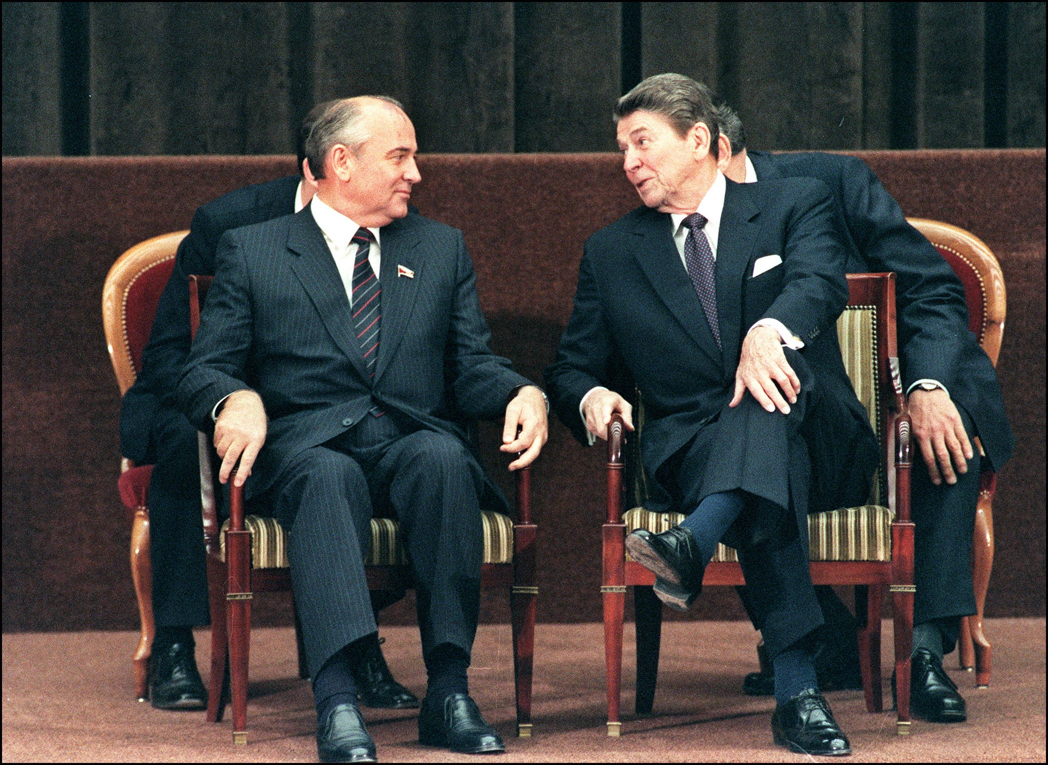 Ronald Reagan and Mikhail Gorbachev at their landmark summit in November 1985 (AFP/Getty)