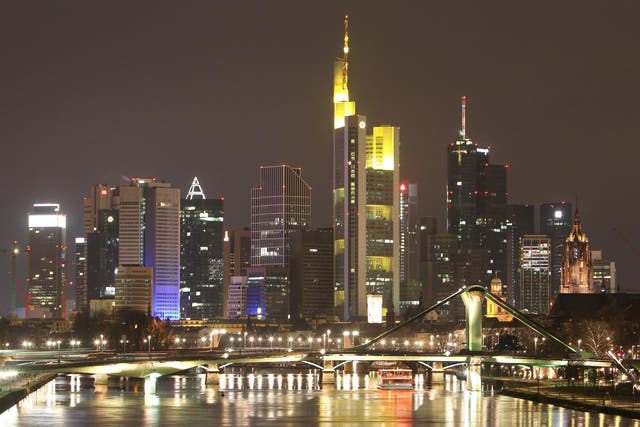 The skyline of Frankfurt, Germany's financial capital