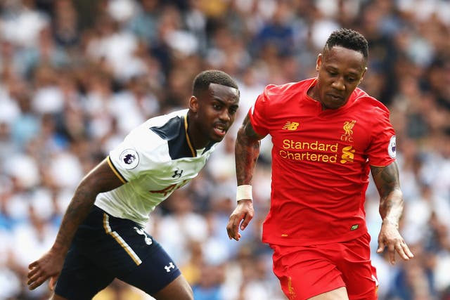 Tottenham's Danny Rose and Liverpool's Nathaniel Clyne in this season's Premier League fixture