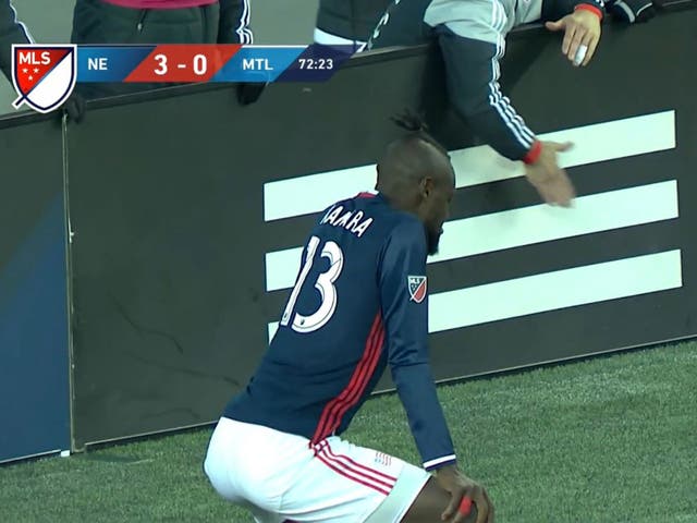 Kei Kamara was booked for twerking after his goal celebration was deemed offensive by the referee