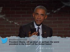 Barack Obama trolls Donald Trump in Jimmy Kimmel's 'mean tweets'