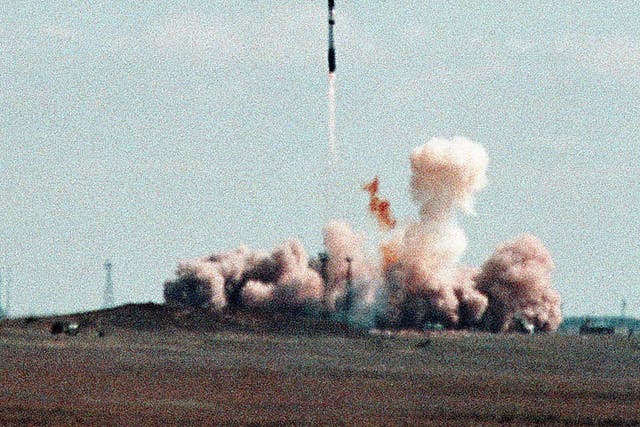 The new weapons will replace the SS-18 Satan missiles seen here in a test flight in 1999