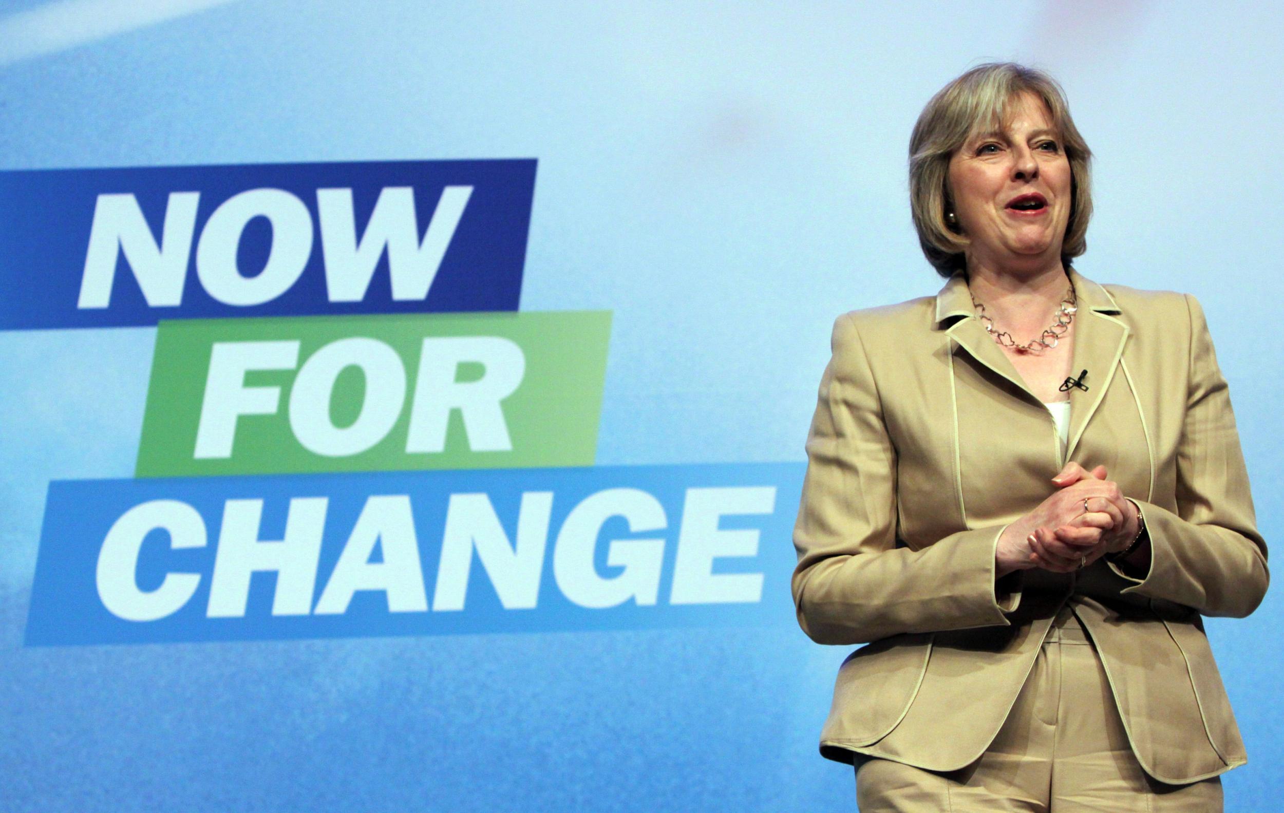 Ms May at the Tory conference in 2009, the year in which she said her Maidenhead constituents would be ‘devastated’ by the then Labour Government’s plans for a third runway