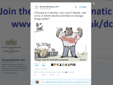 Russian Embassy depicts Europeans as 'gay pigs' in offensive cartoon