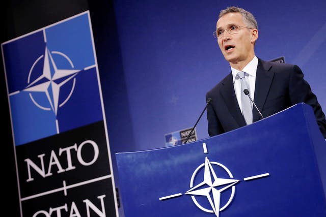 NATO Secretary-General Jens Stoltenberg speaks during a news conference at the Alliance headquarters in Brussels, Belgium