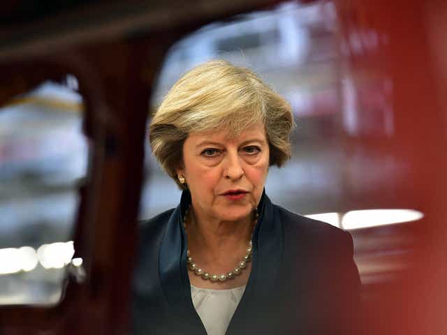 Theresa May during a visit to the Jaguar Land Rover factory. Leaked recordings revealed the Prime Minister warned companies would leave the UK if the country voted for Brexit