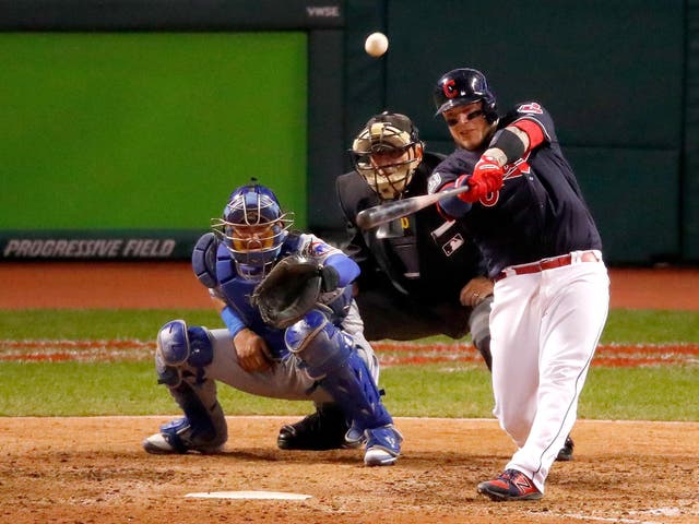 Roberto Perez hit two home runs to help Cleveland Indians beat the Chicago Cubs in game one of the World Series