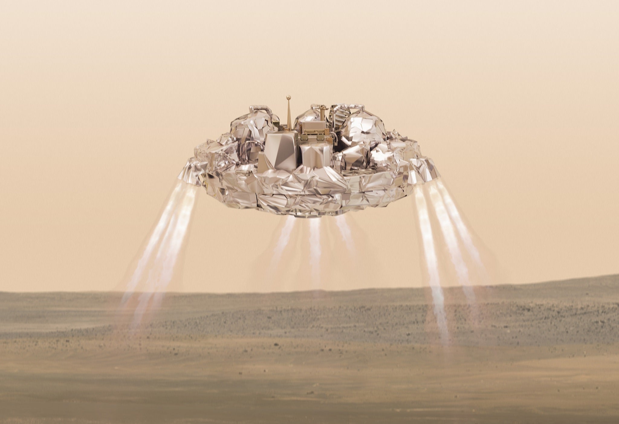 An artist's impression of Schiaperelli approaching the surface of Mars