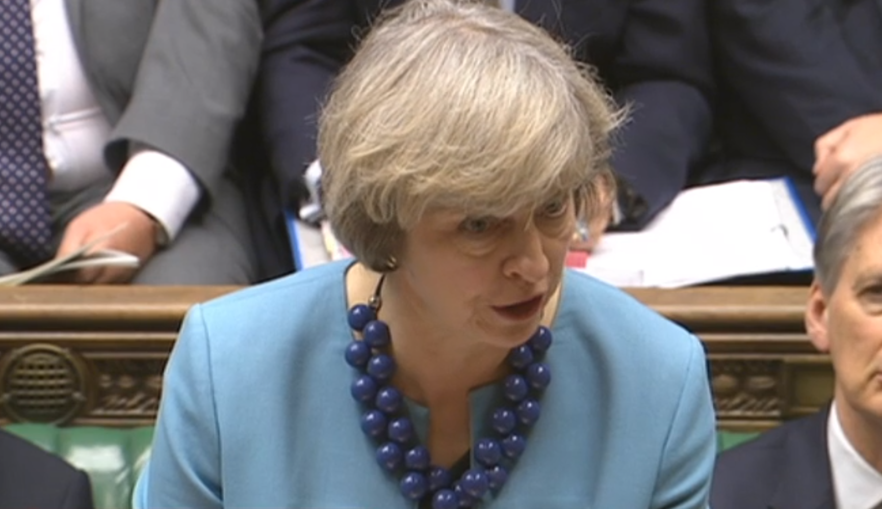 Theresa May at PMQs in the House of Commons