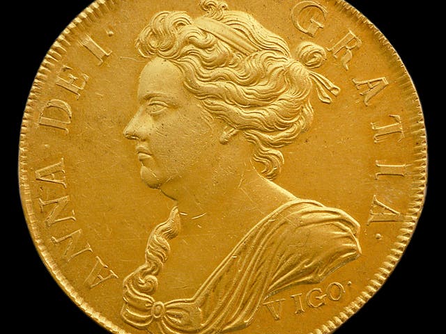 The Queen Anne 'Vigo' five guinea gold coin