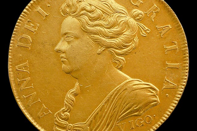 The Queen Anne 'Vigo' five guinea gold coin