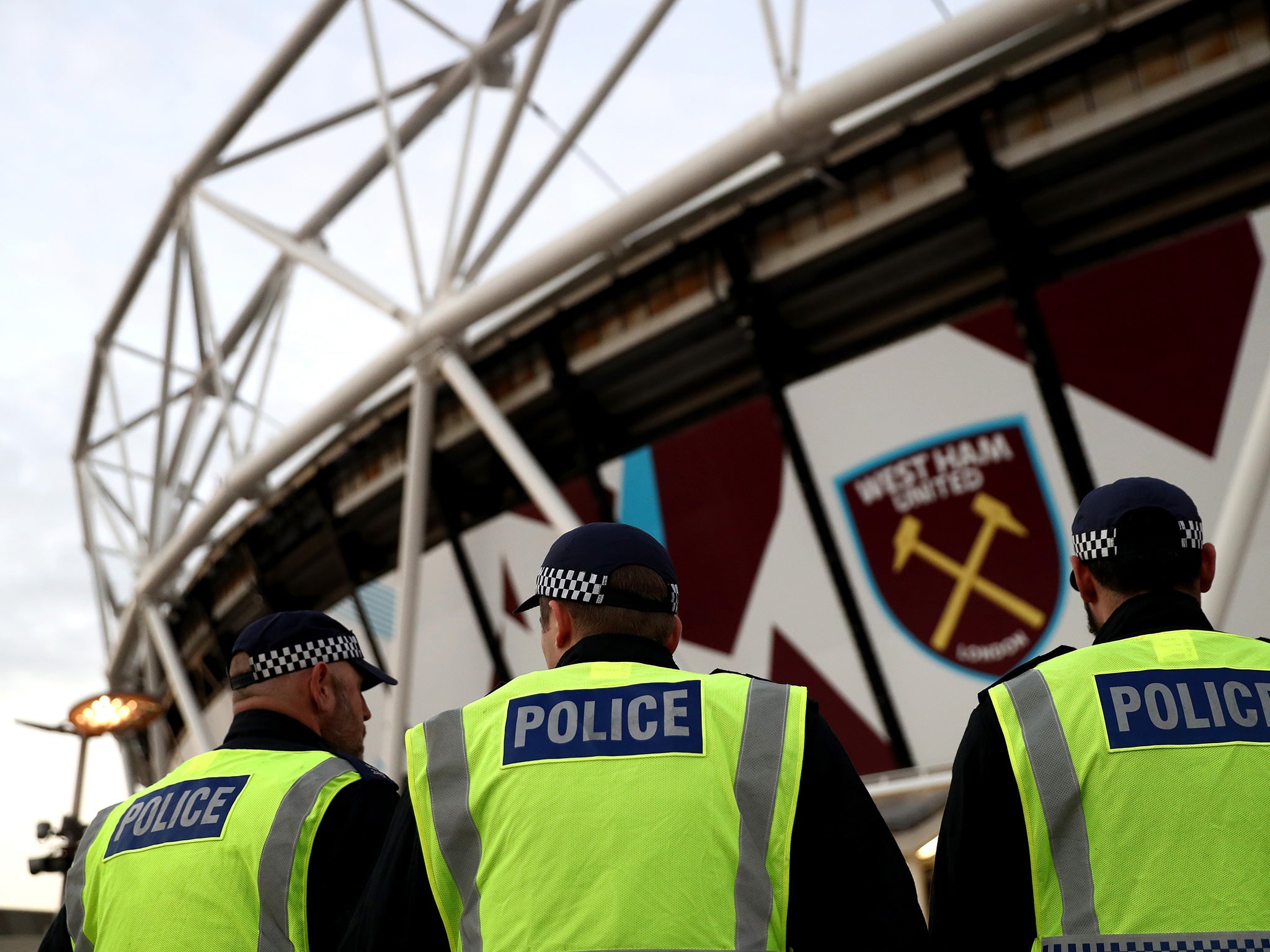 Police outside the London Stadium ahead of Wednesday night's clash