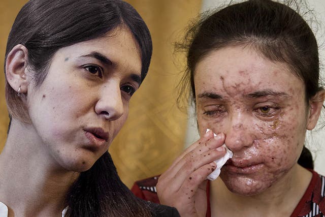 Survivors: Nadia Murad (left) and Lamiya Aji Bashar escaped Isis enslavement to become advocates for Yazidis, and were last month awarded the EU’s Sakharov human rights prize