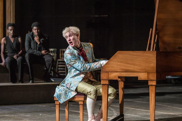 Adam Gillen as Mozart in Amadeus at the National Theatre