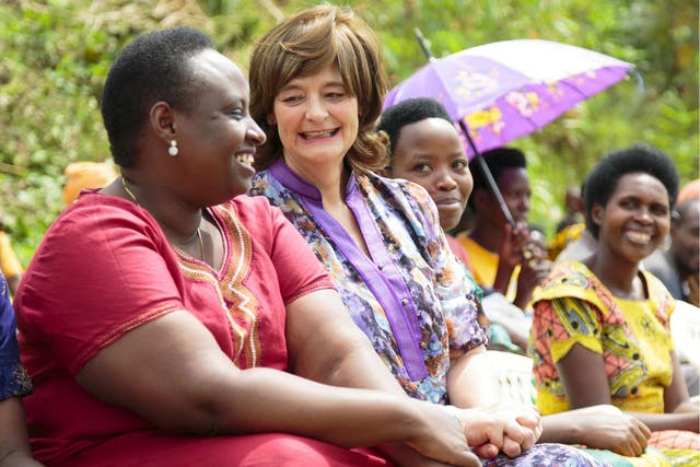 Cherie Blair (R) runs a foundation that supports women entrepreneurs in developing and emerging economies