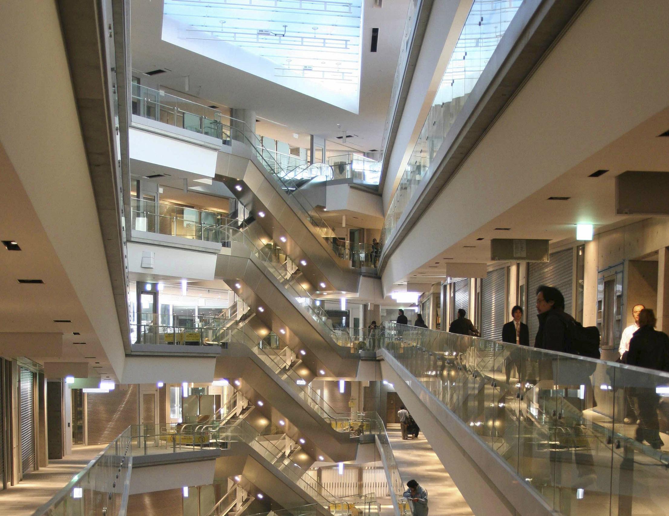 The Omotosando Hills shopping centre features a cascading waterfall of staircases