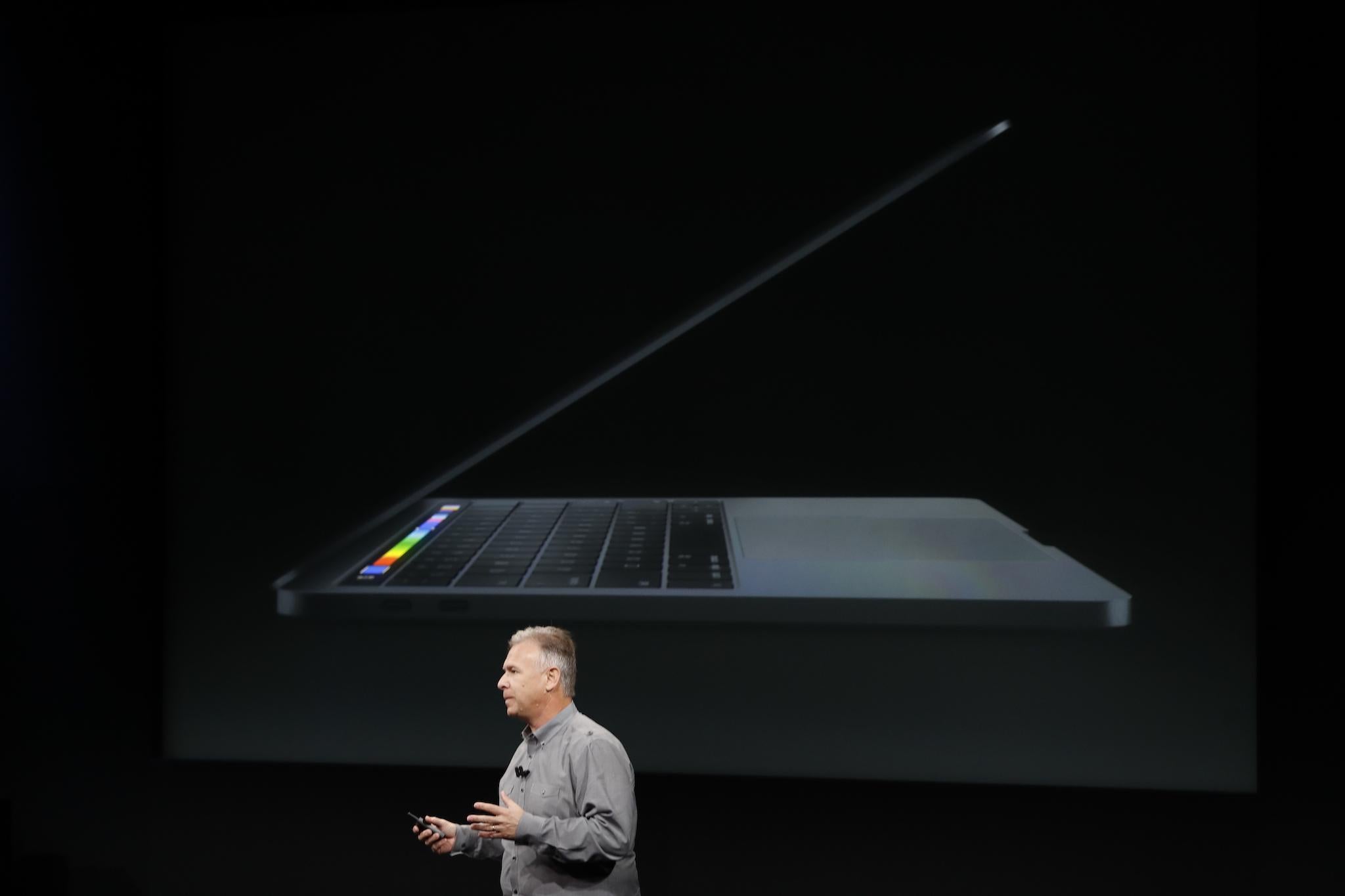 Apple executive Phil Schiller introduces the new MacBook Pro on Thursday