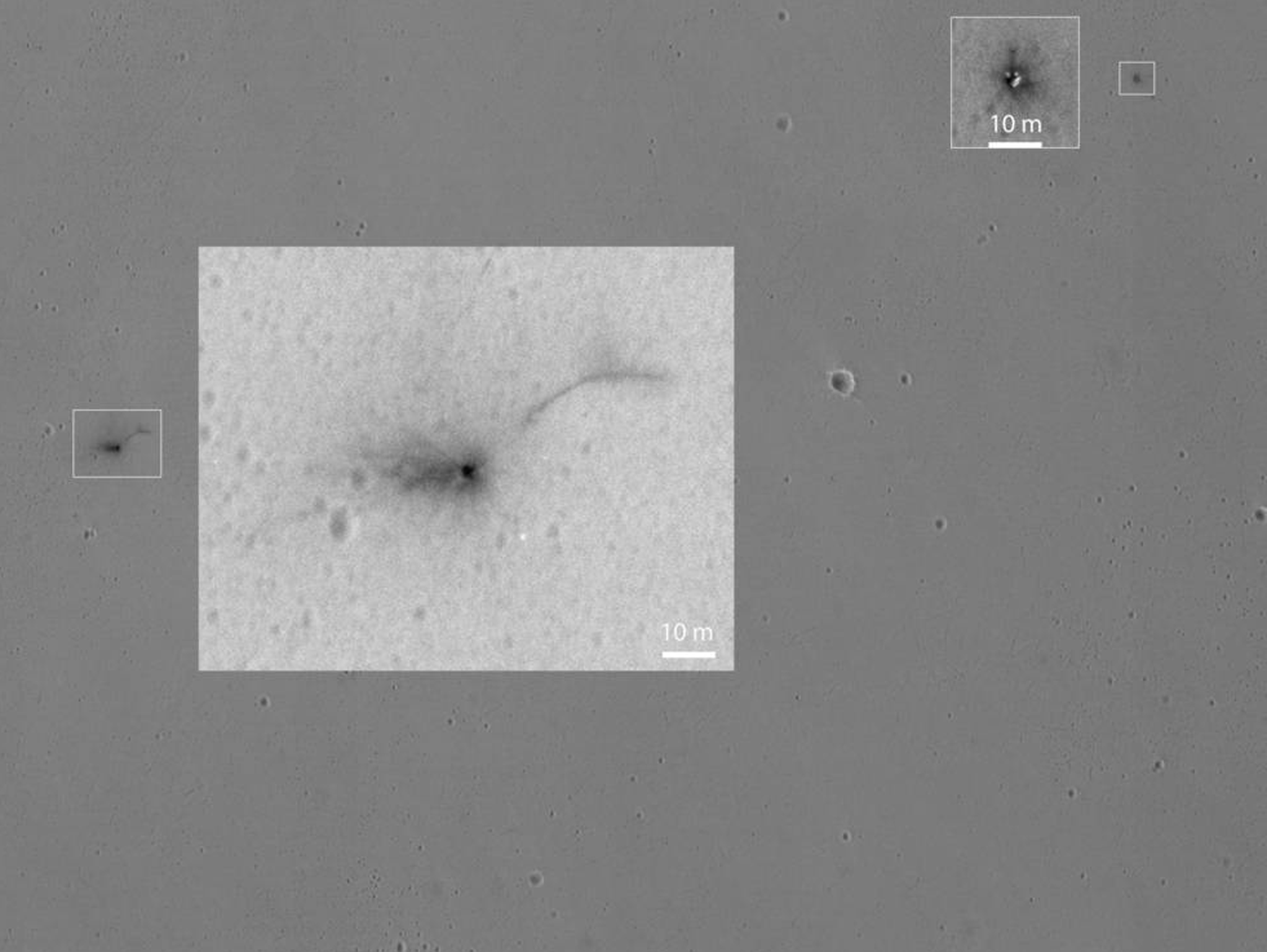 Images show the area where the European Space Agency's Schiaparelli test lander reached the surface of Mars